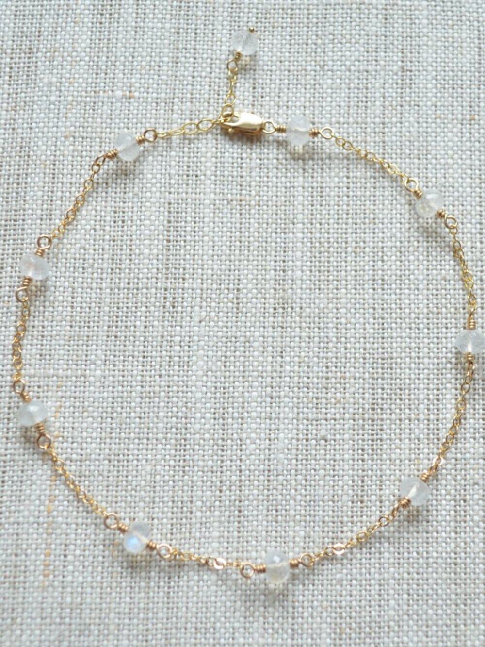 Rainbow Moonstone Anklet - Hand Made in Canada